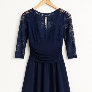 Jessica Howard Midnight Blue Lace Elbow Sleeve Vintage Style Dress Size 10